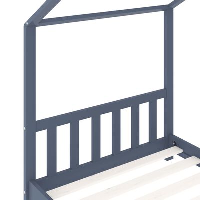 vidaXL Rama łóżka dziecięcego, szara, lite drewno sosnowe, 90 x 200 cm