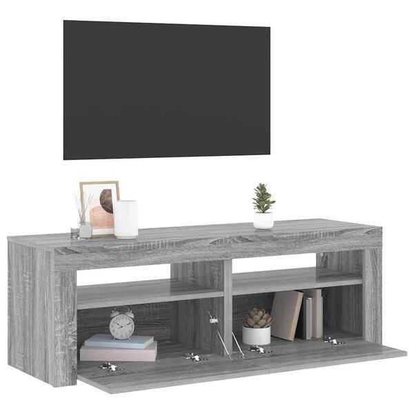vidaXL Szafka pod TV z LED, szary dąb sonoma, 120x35x40 cm