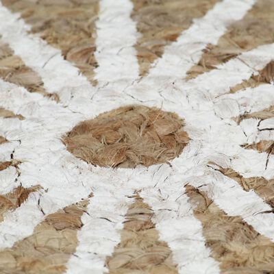 vidaXL Ręcznie wykonany dywanik, juta, biały nadruk, 120 cm
