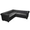 vidaXL Sofa Chesterfield, pięcioosobowa, czarna, sztuczna sk&oacute;ra