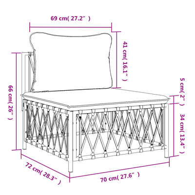 vidaXL Środkowy moduł sofy ogrodowej z poduszkami, antracyt, tkanina