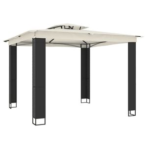 vidaXL Altana ogrodowa z podw&oacute;jnym dachem, kremowa, 2,94x2,94 m, stal