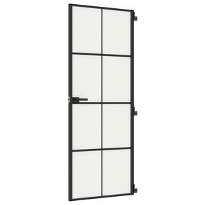 vidaXL Drzwi wewnętrzne, czarne, 76x201,5 cm, szkło i aluminium