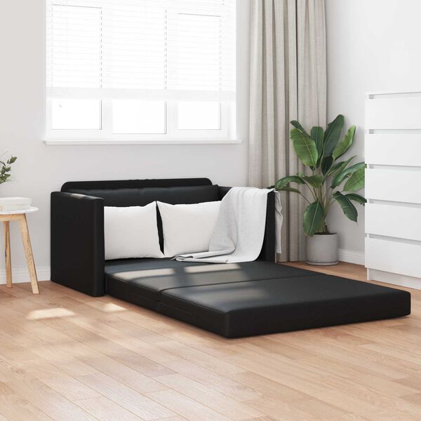 vidaXL Sofa Bed 110cm Czarny Sztuczna sk&oacute;ra