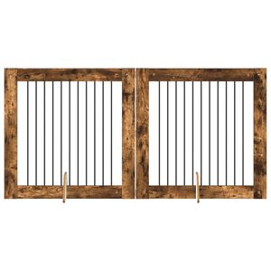 vidaXL Bramka dla ps&oacute;w z podp&oacute;rkami 2 pcs Dąb wędzony 100 x 100 cm