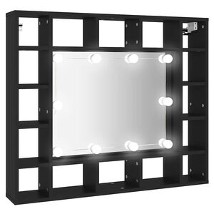 vidaXL Szafka z lustrem i oświetleniem LED, czarna, 91x15x76,5 cm