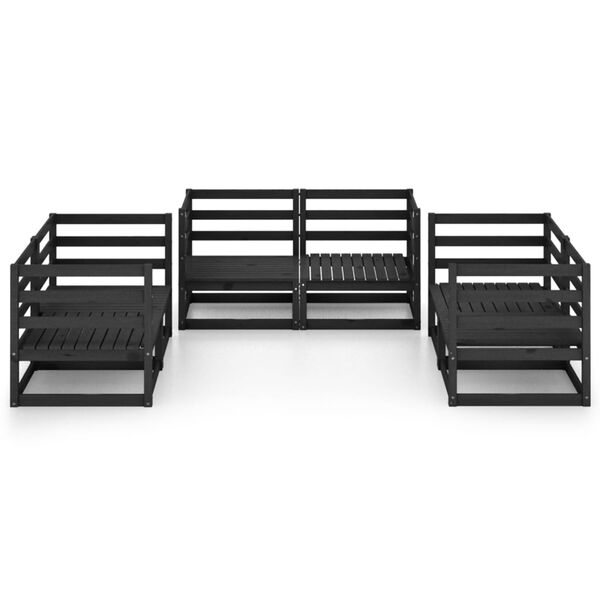 vidaXL 6-cz. zestaw mebli wypoczynkowych do ogrodu, czarny, sosnowy