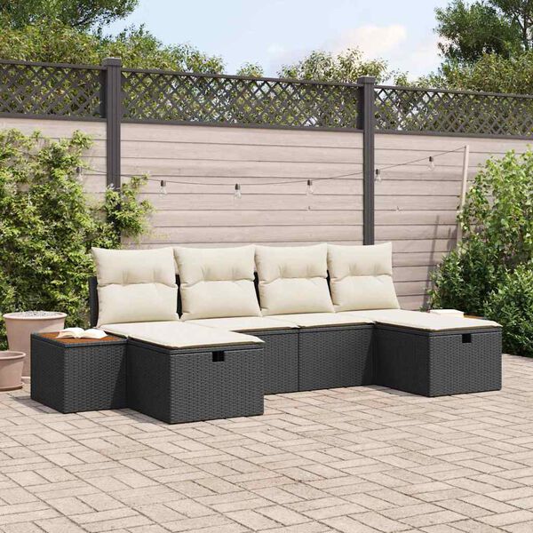 vidaXL Zestaw Sof na Ogród 6 pcs Czarny 55 x 62 x 69 cm Polirattan