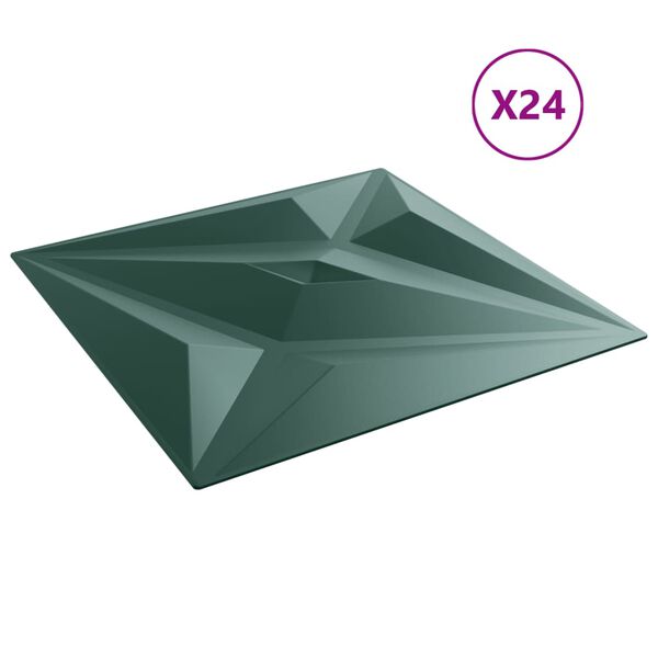 vidaXL Panele ścienne, 24 szt., zielone, 50x50 cm, XPS, 6 m&sup2;, gwiazda