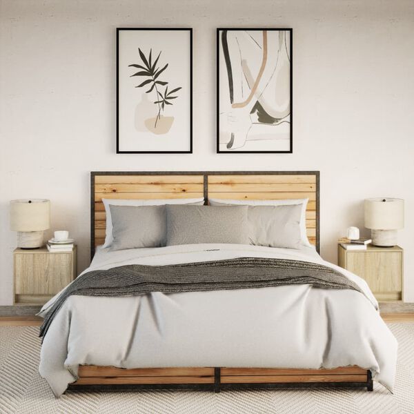 vidaXL Wiszące szafki nocne z LED, 2 szt., dąb sonoma