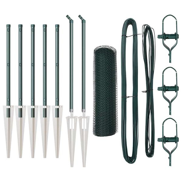 vidaXL Ogrodzenie z słupkami Zielony 0.4 x 10 m Stal pokryta PCV