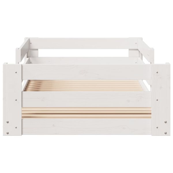 vidaXL Rama łóżka bez materaca, biała, 100x200 cm, lite drewno sosnowe