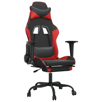 vidaXL Fotel gamingowy z podnóżkiem, czarno-czerwony, sztuczna skóra