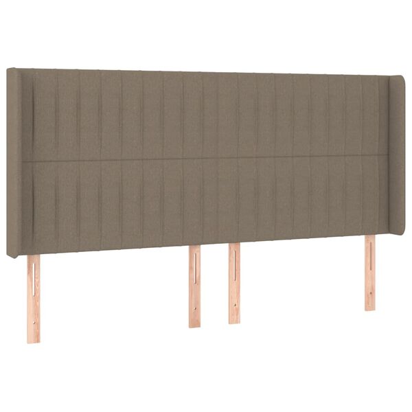 vidaXL Zagł&oacute;wek do ł&oacute;żka z LED, taupe, 183x16x118/128 cm, tkanina