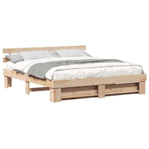 vidaXL Ramka ł&oacute;żka Brązowy 200 x 200 cm Lite drewno sosnowe