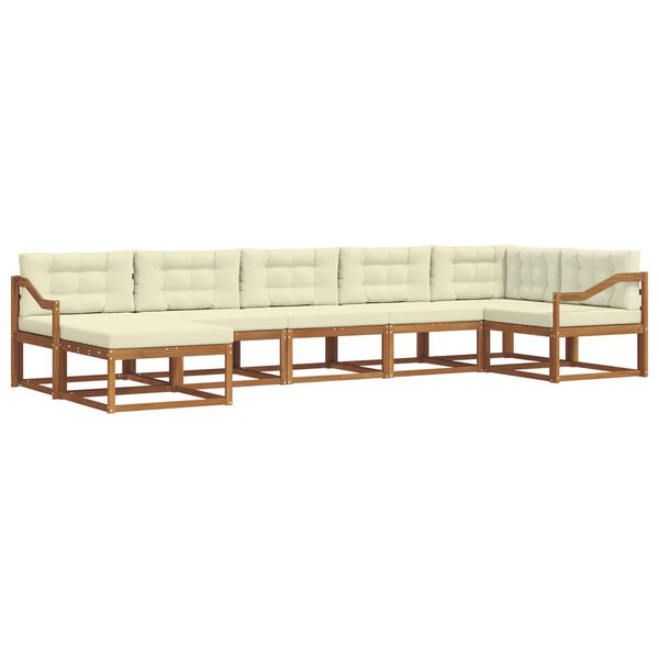 vidaXL Zestaw sof na zewnątrz z poduszką 7 pcs Naturalny i Kremowy