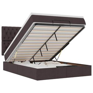 vidaXL Rama ł&oacute;żka otomana z materacem, brązowa, 140x190 cm, tkanina