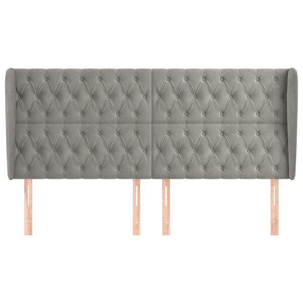 vidaXL Zagłówek uszak, jasnoszary, 203x23x118/128 cm, aksamit