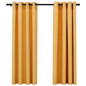 vidaXL Zasłony stylizowane na lniane, 2 szt., ż&oacute;łte, 140x175 cm