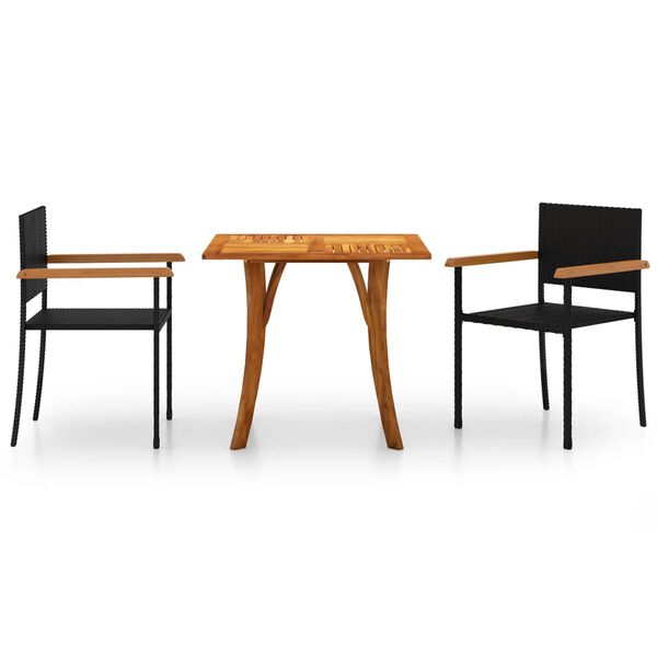 vidaXL 3-częściowy zestaw mebli ogrodowych, czarny