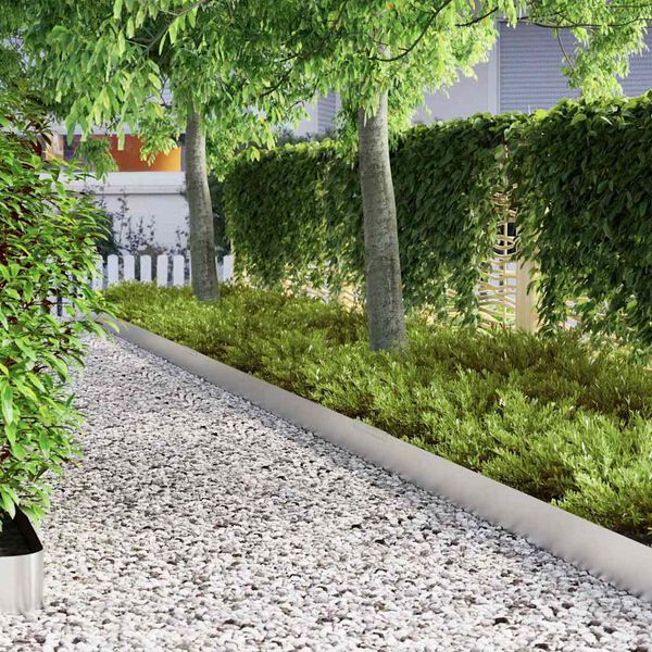 vidaXL Krawężnik do trawnika 4 pcs Srebrny 450 x 0.05 x 15 cm