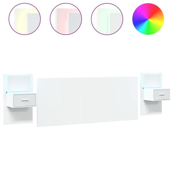 vidaXL Wezgłowie łóżka z szafkami, białe, 200 cm