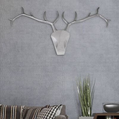 vidaXL Głowa jelenia dekoracyjna na ścianę, aluminium, srebrna