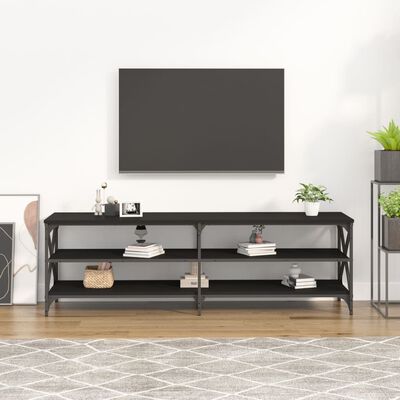 vidaXL Szafka pod TV, czarna, 160x40x50 cm, materiał drewnopochodny