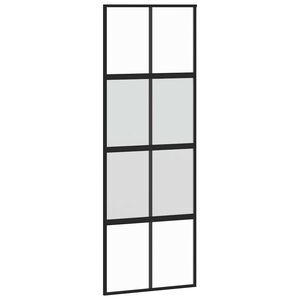 vidaXL Drzwi przesuwne, czarne, 76x205 cm, szkło hartowane, aluminium