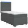 vidaXL Ł&oacute;żko Box Spring z materacem i LED ciemnoszary 90 x 190 cm