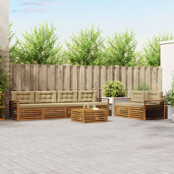 vidaXL Zestaw sof na zewnątrz z poduszką 7 pcs Naturalny i Beżowy