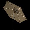 vidaXL Parasol ogrodowy z LED i stalowym słupkiem, 300 cm, kolor taupe