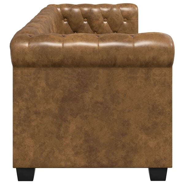 vidaXL Dwuosobowa sofa Chesterfield ze sztucznej skóry, brązowa