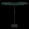 vidaXL Podwójny parasol ogrodowy z LED, zielony, 316x145 cm