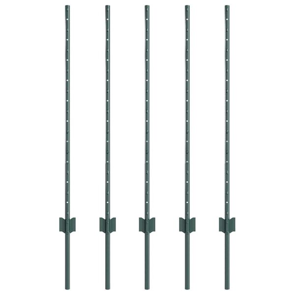 vidaXL Słupek ogrodzeniowy. 5 pcs Zielony 140 cm Stal