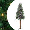 vidaXL Szczupła Choinka Zielony 210 cm PVC i lite drewno sosnowe