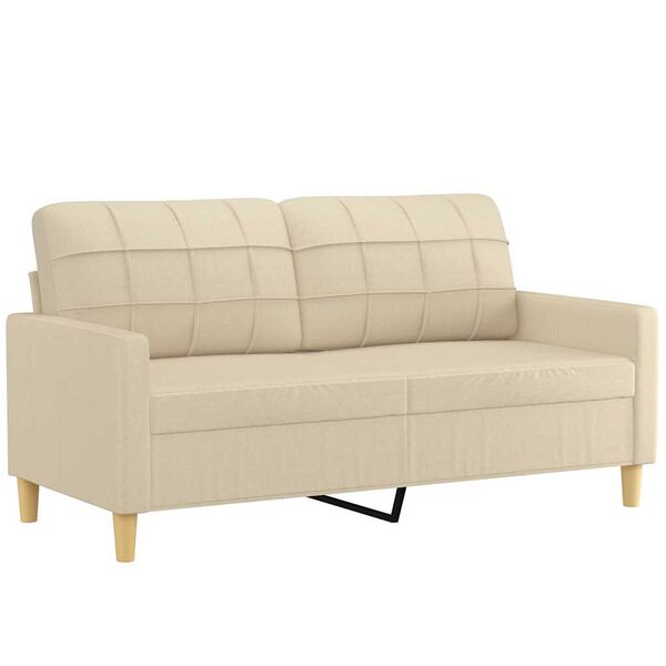 vidaXL 2-osobowa sofa, kremowa, 140 cm, tapicerowana tkaniną