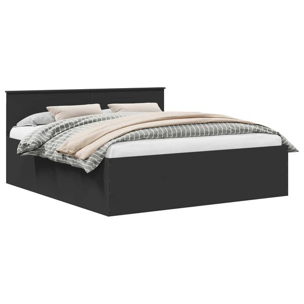 vidaXL Ramka ł&oacute;żka Czarny 200 x 200 cm Materiał drewnopochodny