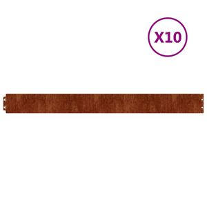 vidaXL Krawężnik do trawnika 10 pcs 10 x 103 cm Stal kortenowska