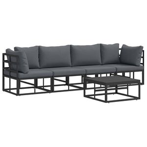 vidaXL Zestaw Sof na Ogr&oacute;d 5 szt. Czarny Metal