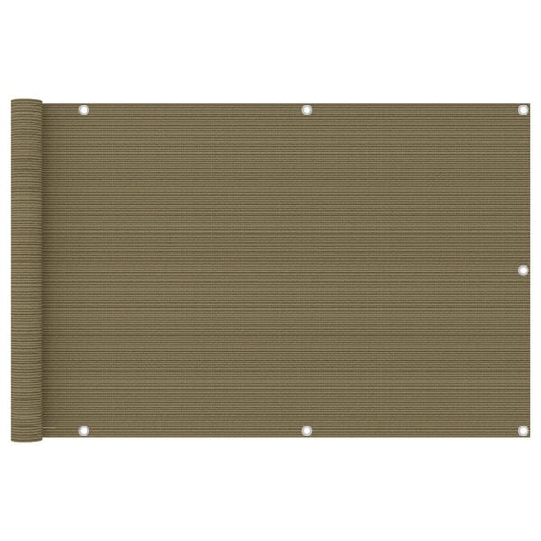 vidaXL Parawan balkonowy, kolor taupe, 90x400 cm, HDPE