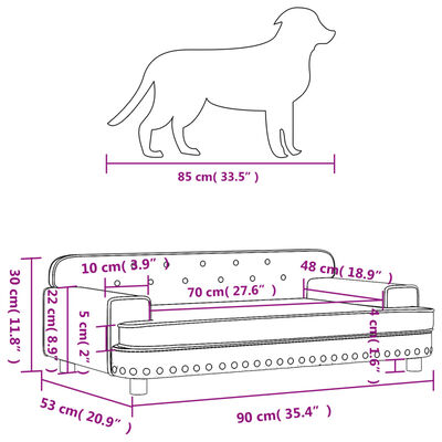 vidaXL Legowisko dla psa, brązowe, 90x53x30 cm, sztuczna skóra