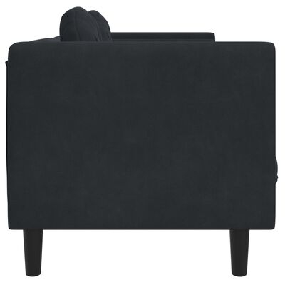 vidaXL Sofa 3-osobowa z poduszkami, czarna, aksamit