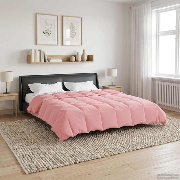 vidaXL Letni Kołdra Kwiłtowany R&oacute;żowy 200 x 200 cm Mikrofibra