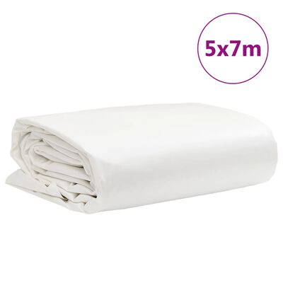vidaXL Plandeka, biała, 5x7 m, 650 g/m²