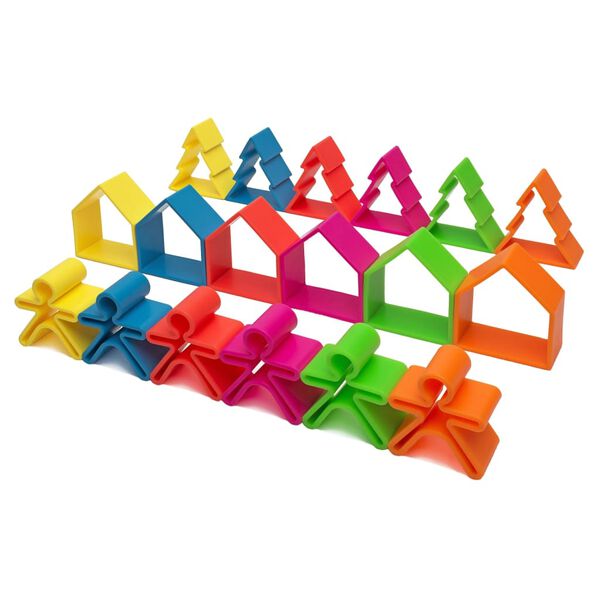 d&euml;na Zestaw silikonowych ludzik&oacute;w, domk&oacute;w i drzew Neon, 18 szt.