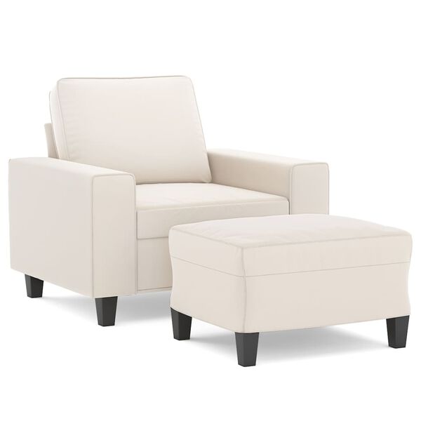 vidaXL Fotel z podn&oacute;żkiem, beżowy, 60 cm, obity mikrofibrą