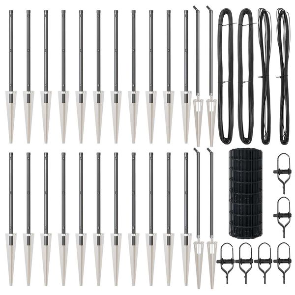 vidaXL Ogrodzenie z słupkiem Szary 0,4 x 50 m Stal i PVC