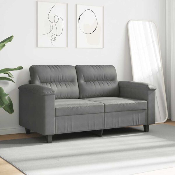 vidaXL Sofa 2-osobowa, ciemnoszara, 120 cm, tapicerowana mikrofibrą