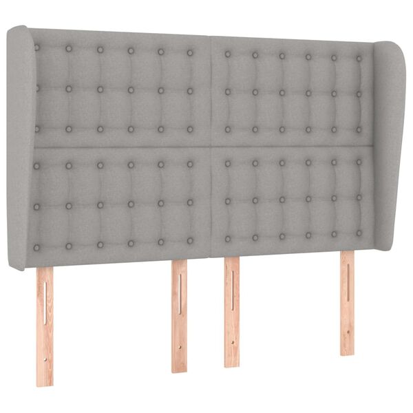 vidaXL Zagł&oacute;wek uszak, jasnoszary, 147x23x118/128 cm, tkanina